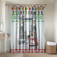 Iran Christmas Bathroom Set with Santa Taking Photos Ancient Columns and Snowflake Gift Pattern - Wonder Print Shop