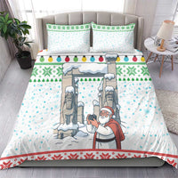 Iran Christmas Bedding Set with Santa Taking Photos Ancient Columns and Snowflake Gift Pattern - Wonder Print Shop