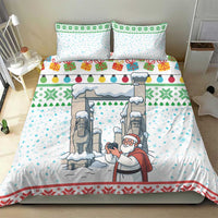 Iran Christmas Bedding Set with Santa Taking Photos Ancient Columns and Snowflake Gift Pattern - Wonder Print Shop