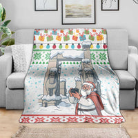 Iran Christmas Blanket with Santa Taking Photos Ancient Columns and Snowflake Gift Pattern - Wonder Print Shop