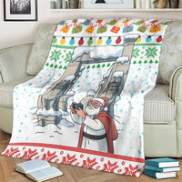 Iran Christmas Blanket with Santa Taking Photos Ancient Columns and Snowflake Gift Pattern - Wonder Print Shop