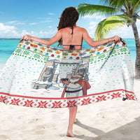 Iran Christmas Sarong with Santa Taking Photos Ancient Columns and Snowflake Gift Pattern - Wonder Print Shop