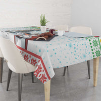 Iran Christmas Tablecloth with Santa Taking Photos Ancient Columns and Snowflake Gift Pattern - Wonder Print Shop