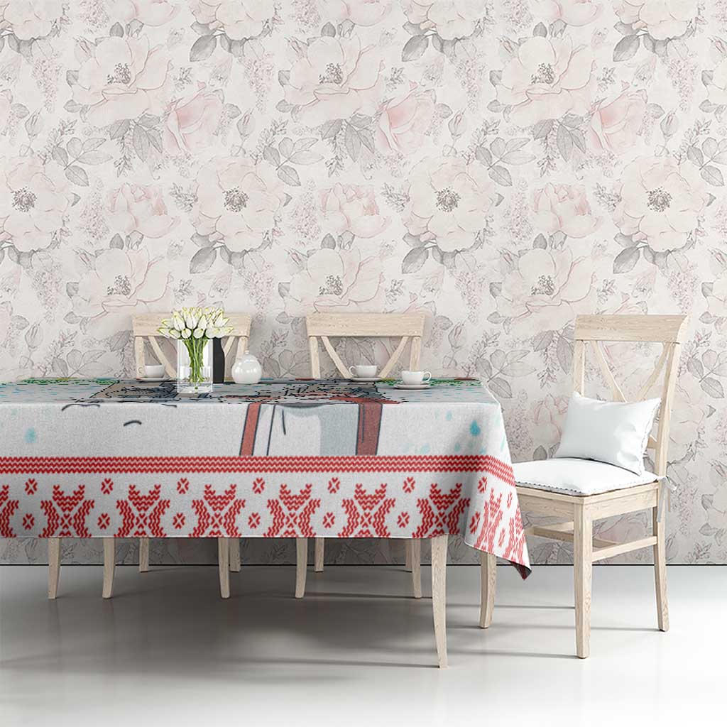 Iran Christmas Tablecloth with Santa Taking Photos Ancient Columns and Snowflake Gift Pattern - Wonder Print Shop