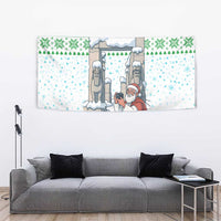 Iran Christmas Tapestry with Santa Taking Photos Ancient Columns and Snowflake Gift Pattern - Wonder Print Shop