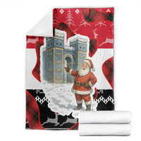 Iraq Christmas Blanket with Santa Ishtar Gate Red Plaid and Snowflake Reindeer Pattern - Wonder Print Shop