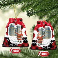 Iraq Christmas Ceramic Ornament with Santa Ishtar Gate Red Plaid and Snowflake Reindeer Pattern - Wonder Print Shop