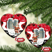 Iraq Christmas Ceramic Ornament with Santa Ishtar Gate Red Plaid and Snowflake Reindeer Pattern - Wonder Print Shop
