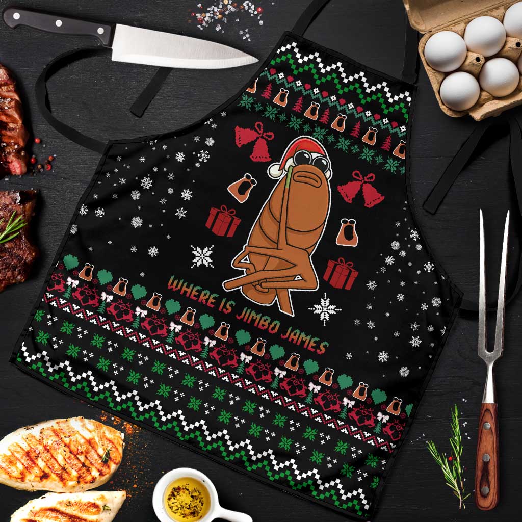 Where Is Jimbo James Marcus The Worm Apron Xmas Holiday Patterns - Wonder Print Shop