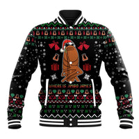Where Is Jimbo James Marcus The Worm Baseball Jacket Xmas Holiday Patterns - Wonder Print Shop