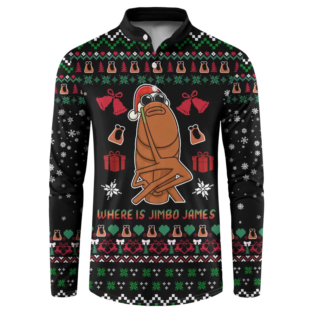 Where Is Jimbo James Marcus The Worm Button Sweatshirt Xmas Holiday Patterns - Wonder Print Shop