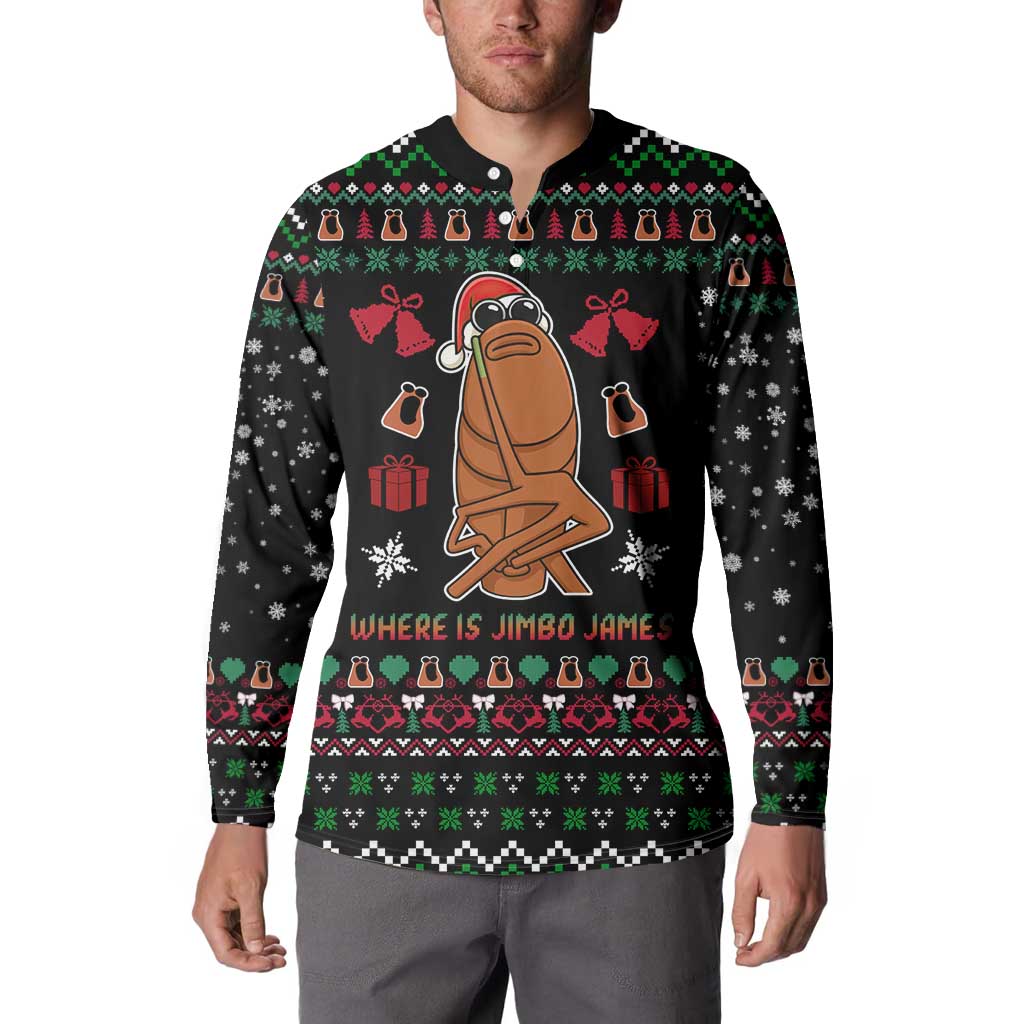Where Is Jimbo James Marcus The Worm Button Sweatshirt Xmas Holiday Patterns - Wonder Print Shop