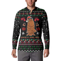 Where Is Jimbo James Marcus The Worm Button Sweatshirt Xmas Holiday Patterns - Wonder Print Shop