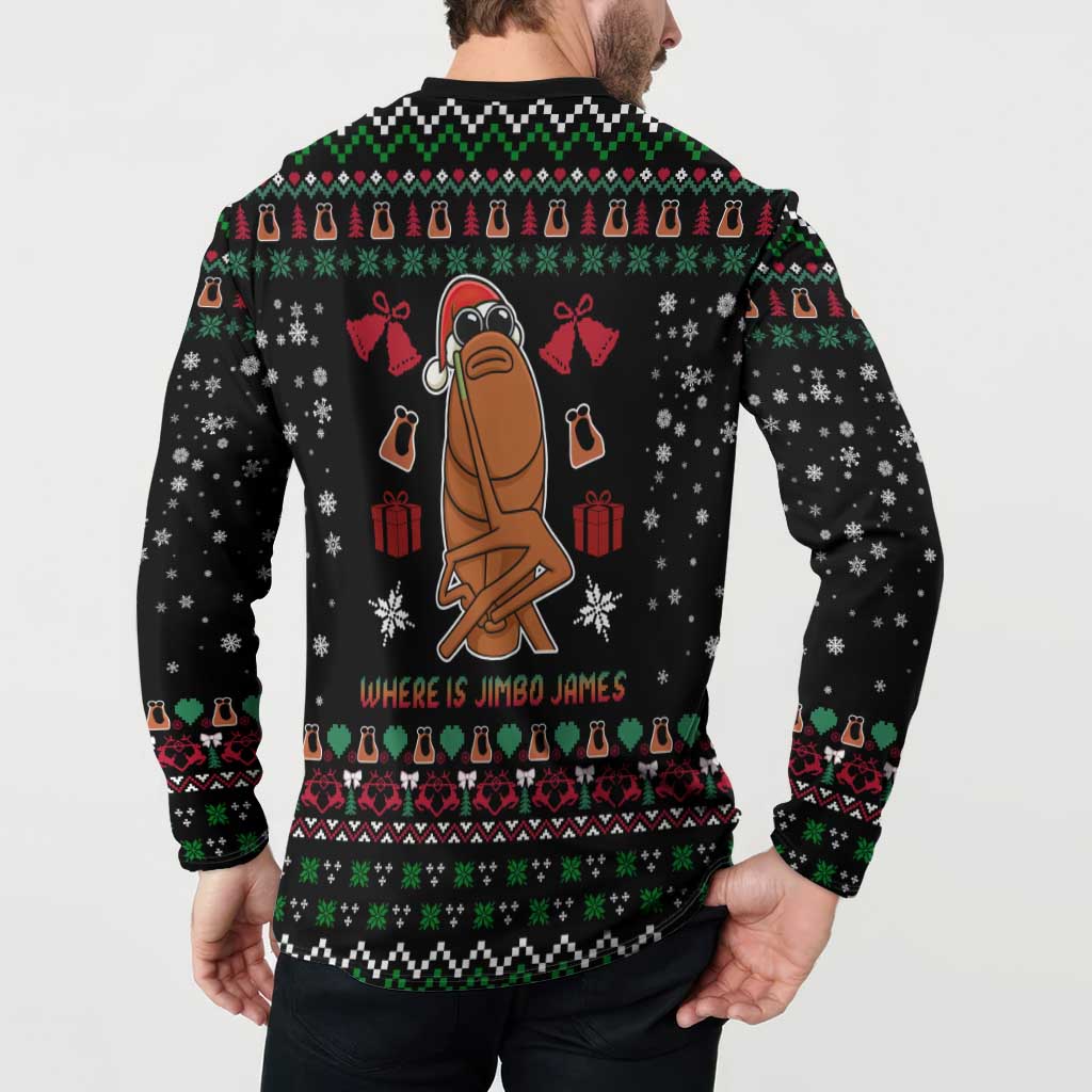 Where Is Jimbo James Marcus The Worm Button Sweatshirt Xmas Holiday Patterns - Wonder Print Shop