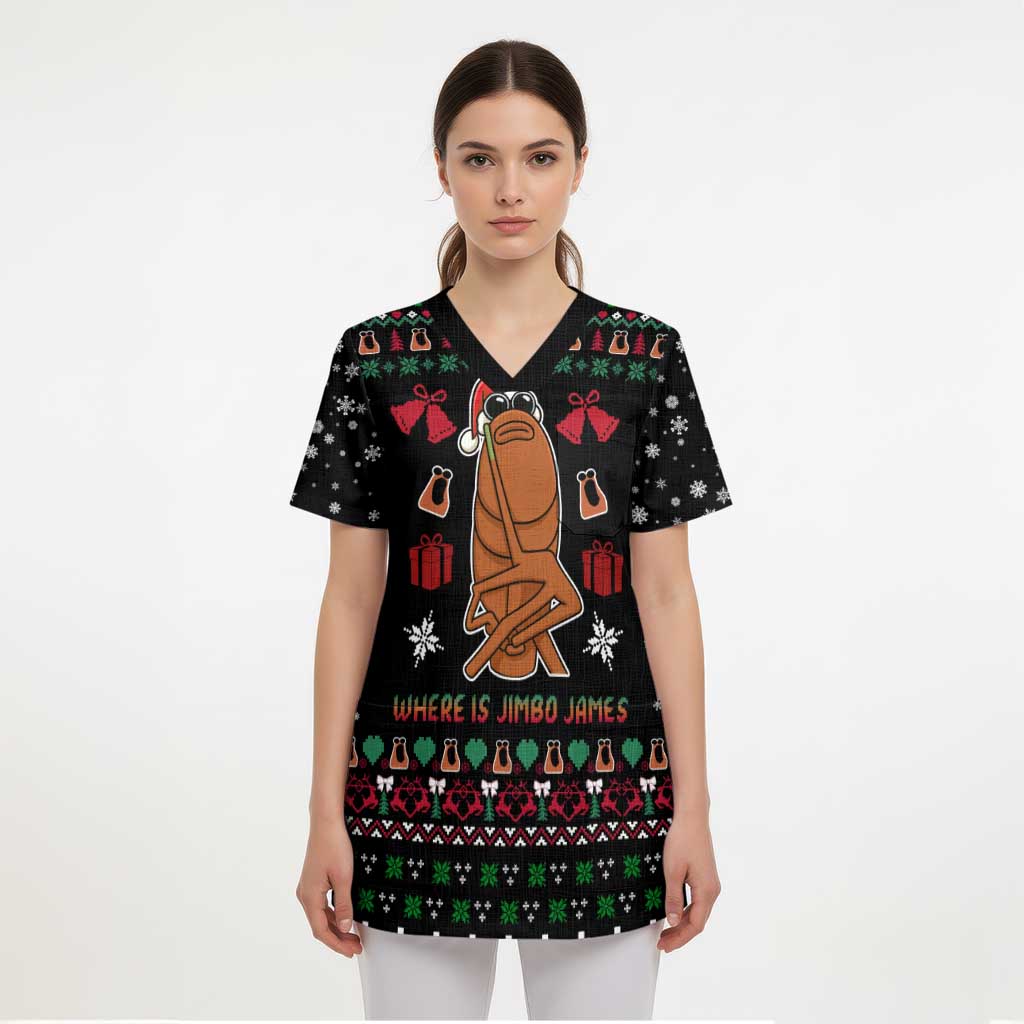Where Is Jimbo James Marcus The Worm Scrub Top Xmas Holiday Patterns - Wonder Print Shop