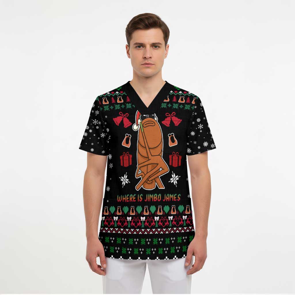 Where Is Jimbo James Marcus The Worm Scrub Top Xmas Holiday Patterns - Wonder Print Shop