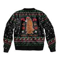 Where Is Jimbo James Marcus The Worm Sleeve Zip Bomber Jacket Xmas Holiday Patterns - Wonder Print Shop