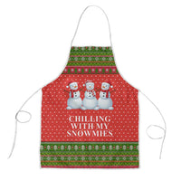 Chilling With My Snowmies Christmas Apron Xmas Holiday Patterns - Wonder Print Shop