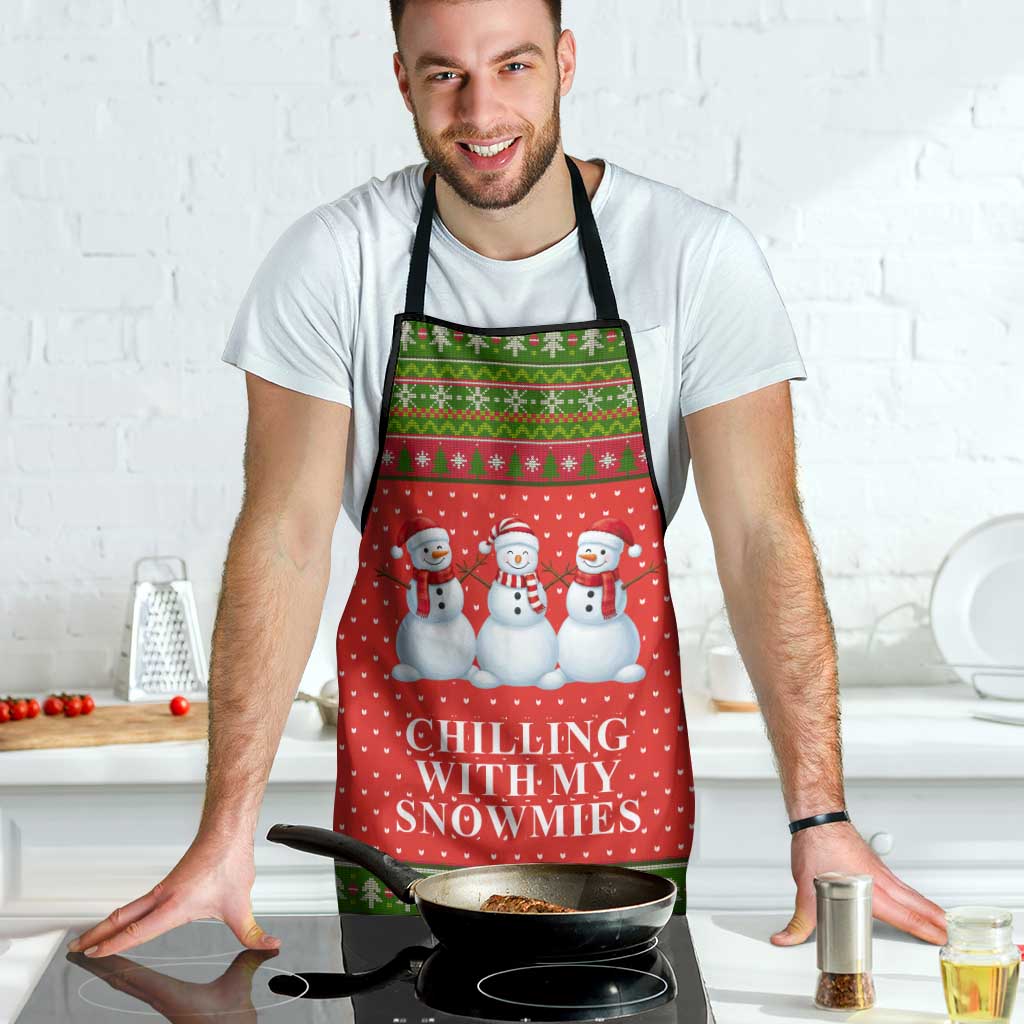 Chilling With My Snowmies Christmas Apron Xmas Holiday Patterns - Wonder Print Shop