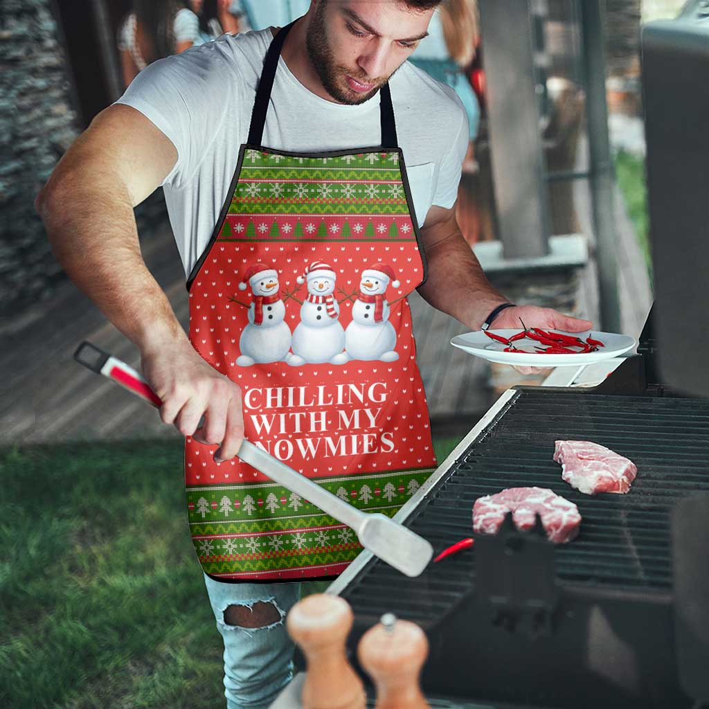 Chilling With My Snowmies Christmas Apron Xmas Holiday Patterns - Wonder Print Shop