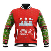 Chilling With My Snowmies Christmas Baseball Jacket Xmas Holiday Patterns - Wonder Print Shop
