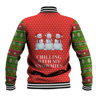 Chilling With My Snowmies Christmas Baseball Jacket Xmas Holiday Patterns - Wonder Print Shop