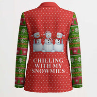 Chilling With My Snowmies Christmas Blazer Xmas Holiday Patterns - Wonder Print Shop