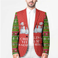 Chilling With My Snowmies Christmas Blazer Xmas Holiday Patterns - Wonder Print Shop