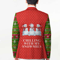 Chilling With My Snowmies Christmas Blazer Xmas Holiday Patterns - Wonder Print Shop