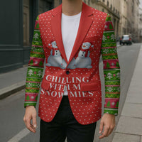 Chilling With My Snowmies Christmas Blazer Xmas Holiday Patterns - Wonder Print Shop