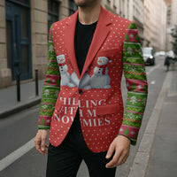 Chilling With My Snowmies Christmas Blazer Xmas Holiday Patterns - Wonder Print Shop