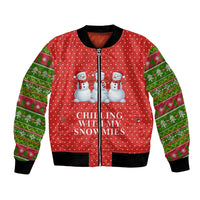 Chilling With My Snowmies Christmas Bomber Jacket Xmas Holiday Patterns - Wonder Print Shop