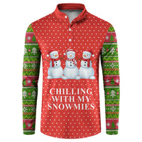 Chilling With My Snowmies Christmas Button Sweatshirt Xmas Holiday Patterns - Wonder Print Shop