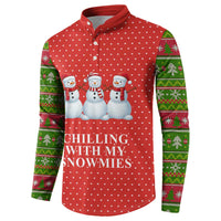 Chilling With My Snowmies Christmas Button Sweatshirt Xmas Holiday Patterns - Wonder Print Shop