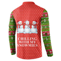 Chilling With My Snowmies Christmas Button Sweatshirt Xmas Holiday Patterns - Wonder Print Shop