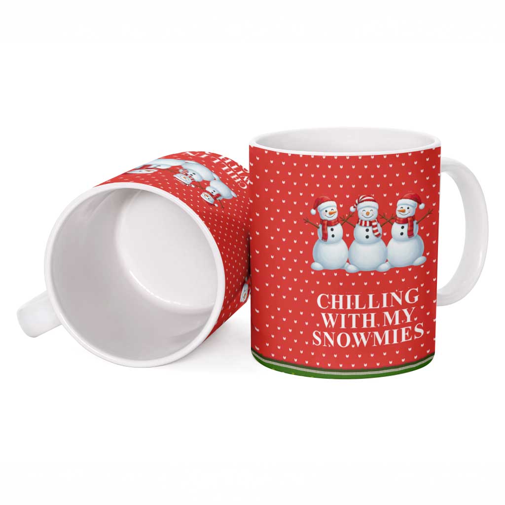Chilling With My Snowmies Christmas Ceramic Mug Xmas Holiday Patterns - Wonder Print Shop