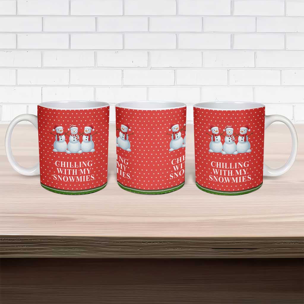 Chilling With My Snowmies Christmas Ceramic Mug Xmas Holiday Patterns - Wonder Print Shop