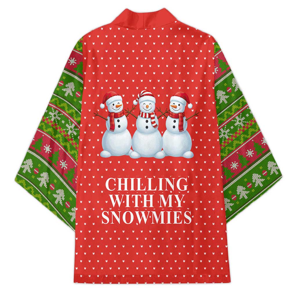 Chilling With My Snowmies Christmas Kimono Xmas Holiday Patterns - Wonder Print Shop