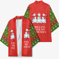 Chilling With My Snowmies Christmas Kimono Xmas Holiday Patterns - Wonder Print Shop