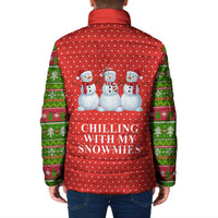 Chilling With My Snowmies Christmas Padded Jacket Xmas Holiday Patterns - Wonder Print Shop
