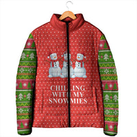 Chilling With My Snowmies Christmas Padded Jacket Xmas Holiday Patterns - Wonder Print Shop