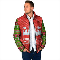 Chilling With My Snowmies Christmas Padded Jacket Xmas Holiday Patterns - Wonder Print Shop