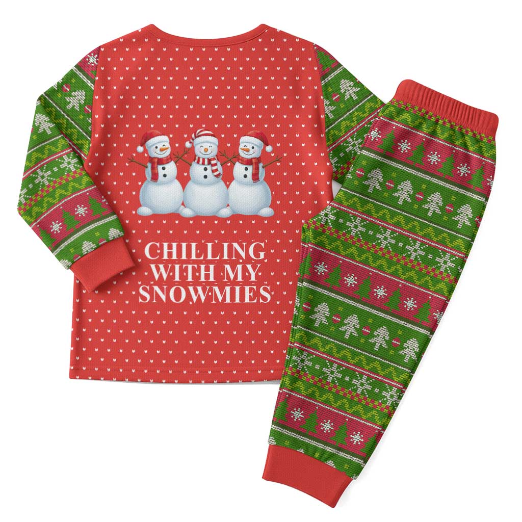 Chilling With My Snowmies Christmas Pajama Set Xmas Holiday Patterns - Wonder Print Shop