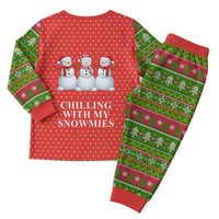 Chilling With My Snowmies Christmas Pajama Set Xmas Holiday Patterns - Wonder Print Shop