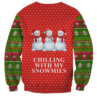 Chilling With My Snowmies Christmas Sweatshirt Xmas Holiday Patterns - Wonder Print Shop