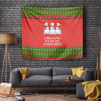 Chilling With My Snowmies Christmas Tapestry Xmas Holiday Patterns - Wonder Print Shop
