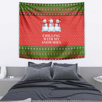 Chilling With My Snowmies Christmas Tapestry Xmas Holiday Patterns - Wonder Print Shop