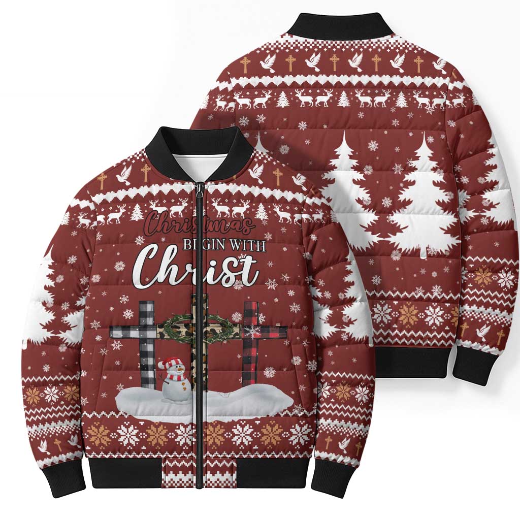 Christian Noel Christmas Bomber Puffer Jacket Xmas Holiday Patterns - Wonder Print Shop