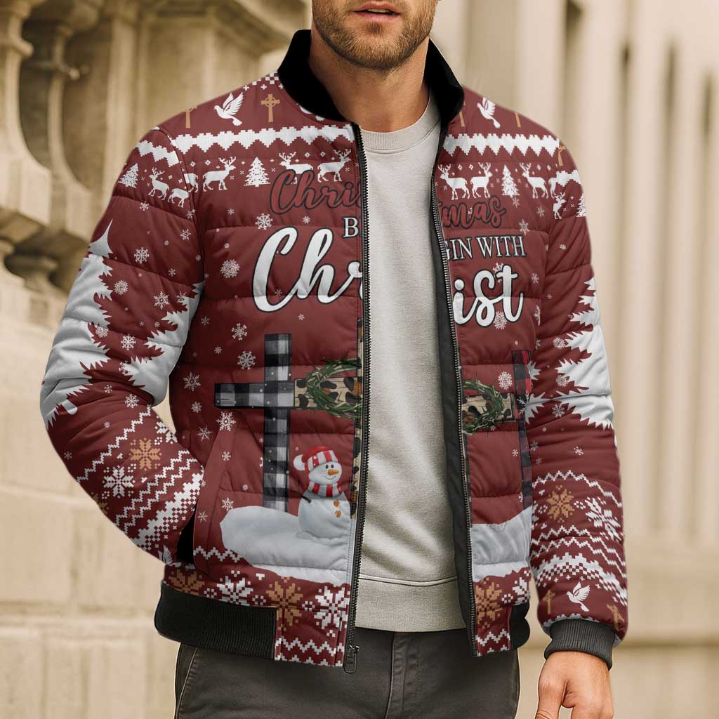 Christian Noel Christmas Bomber Puffer Jacket Xmas Holiday Patterns - Wonder Print Shop