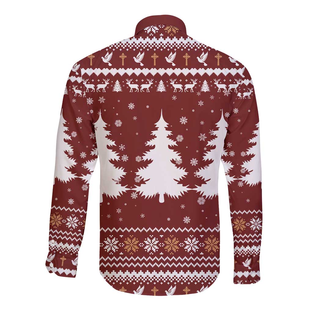 Christian Noel Christmas Long Sleeve Button Shirt Xmas Holiday Patterns - Wonder Print Shop